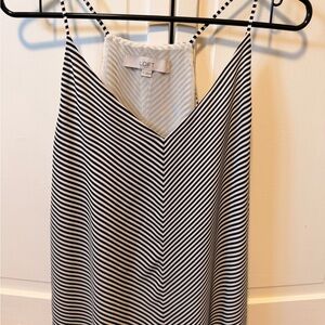 LOFT Monochrome Striped V-Neck Top